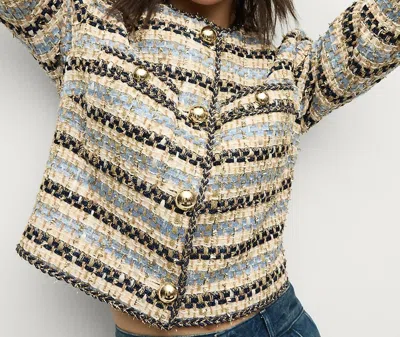 Veronica Beard Sumira Metallic Tweed Jacket In Blue / Ivory