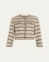 Veronica Beard Sumira Metallic Tweed Jacket In Blueivory