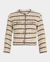 Veronica Beard Sumira Metallic Tweed Jacket In Blueivory