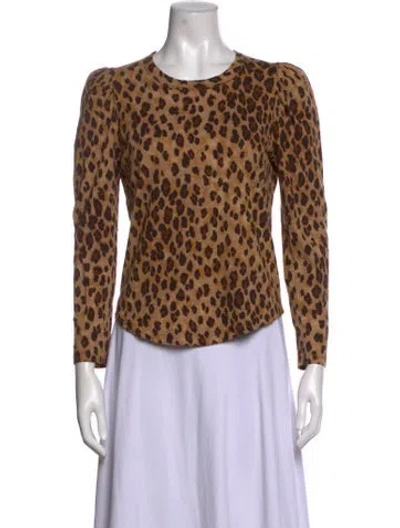 Pre-owned Veronica Beard Supima Cotton Animal Print Top In Brown