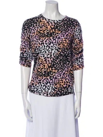 Pre-owned Veronica Beard Supima Cotton Animal Print T-shirt In Black