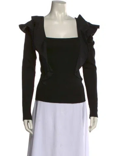 Pre-owned Veronica Beard Supima Cotton Square Neckline Top In Black