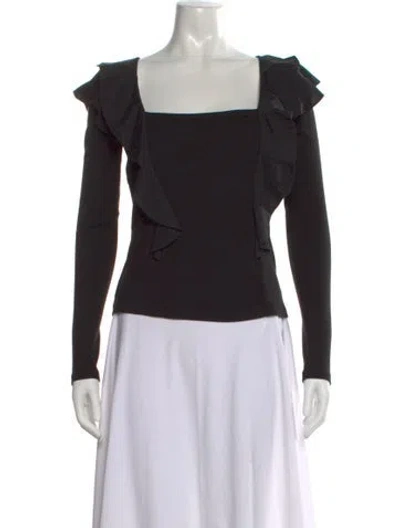 Pre-owned Veronica Beard Supima Cotton Square Neckline Top In Black