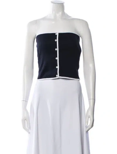 Pre-owned Veronica Beard Supima Cotton Strapless Top In Blue