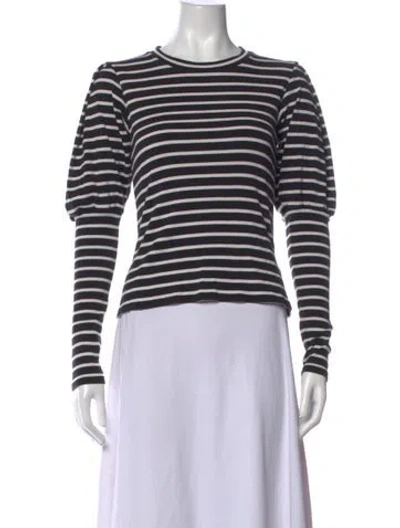 Pre-owned Veronica Beard Supima Cotton Striped Top In Black