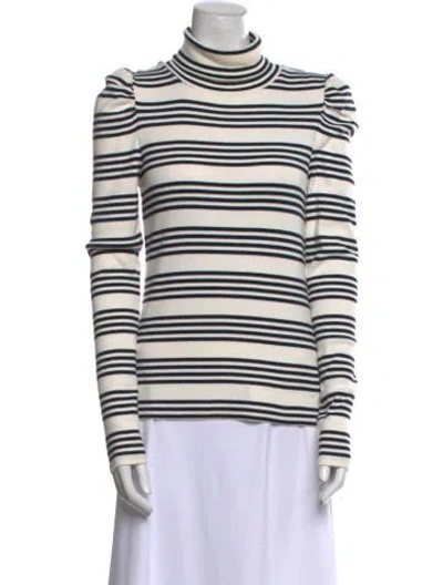 Pre-owned Veronica Beard Supima Cotton Striped Top In White
