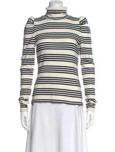 Pre-owned Veronica Beard Supima Cotton Striped Top In White
