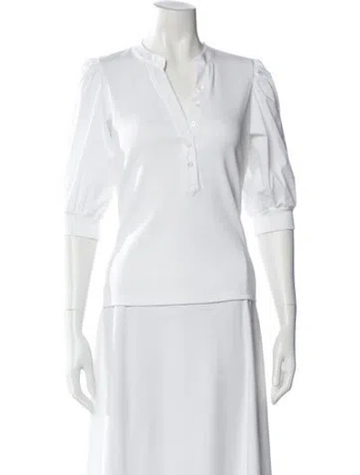 Pre-owned Veronica Beard Supima Cotton Three-quarter Sleeve Top In White