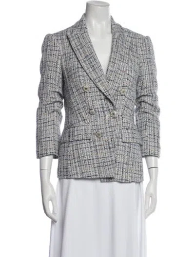 Pre-owned Veronica Beard Supima Cotton Tweed Pattern Blazer In Blue