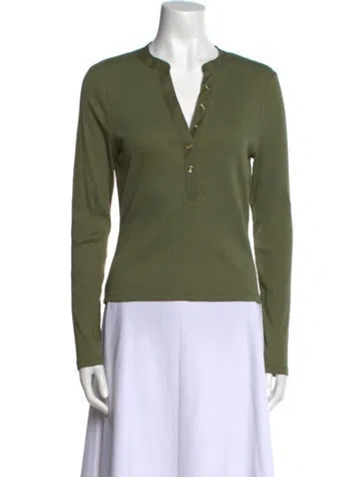 Pre-owned Veronica Beard Supima Cotton V-neck Polo W/ Tags In Green