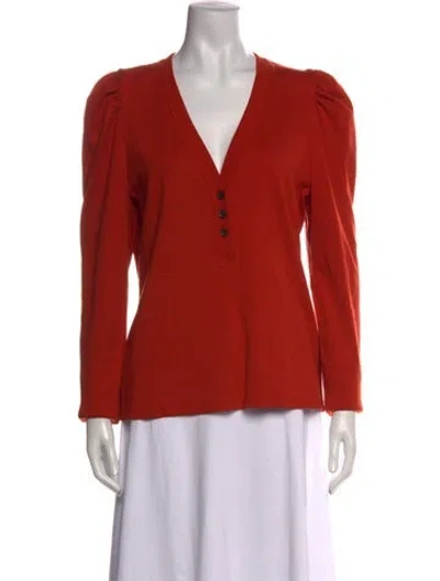 Pre-owned Veronica Beard Supima Cotton V-neck Top In Red
