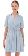 Veronica Beard Susan Stripe Short-sleeve Mini Dress In Blue