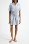 Veronica Beard Susan Stripe Cotton Blend Shirtdress In Blue