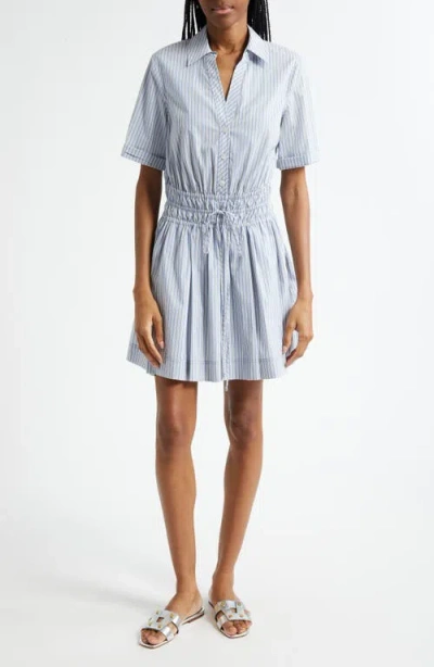 Veronica Beard Susan Stripe Cotton Blend Shirtdress In Blue