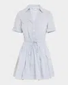 Veronica Beard Susan Stripe Short-sleeve Mini Dress In Blue