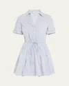 Veronica Beard Susan Stripe Short-sleeve Mini Dress In Blue