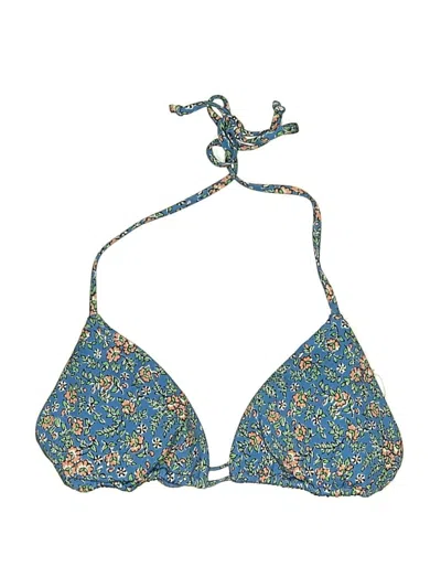Pre-owned Veronica Beard Swimsuit Top Blue Floral Pattern Swimwear