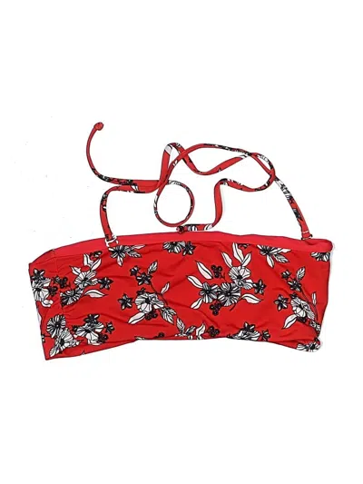 Pre-owned Veronica Beard Swimsuit Top Red Floral Pattern Swimwear