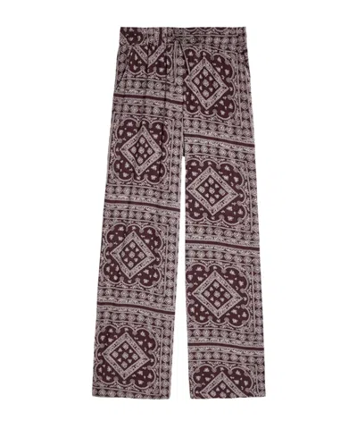 Veronica Beard Sylvester Printed Cotton-blend Trousers In Wine Red