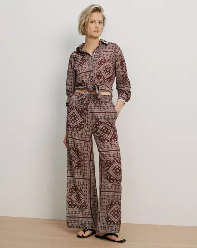 Veronica Beard Sylvester Wide-leg Pant In Raisin/dove White
