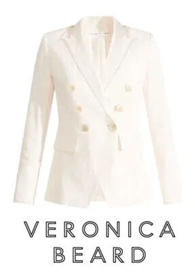 Pre-owned Veronica Beard Sz 10  Dickey Jacket Lonny Ivory Linen Off White Women Ivory