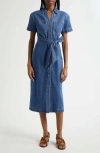 Veronica Beard Evelyn Denim Shirt Dress In Cornflower