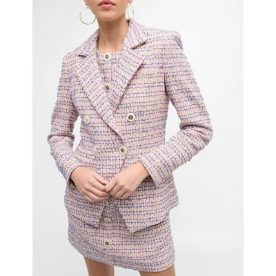 Pre-owned Veronica Beard Taja Graphic Tweed Dickey Jacket Khaki Multi Pink 4