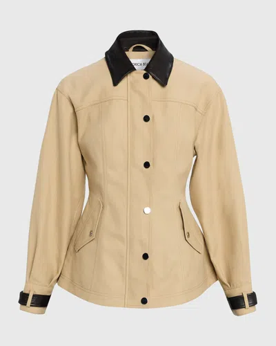 Veronica Beard Talla Water Repellent Cotton Jacket In Sand