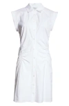 Veronica Beard Talulah Ruched Cotton-blend Poplin Mini Shirt Dress In White
