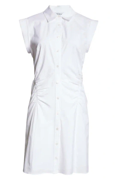 Veronica Beard Talulah Ruched Cotton-blend Poplin Mini Shirt Dress In White