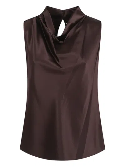 Veronica Beard Tam Cowl-neck Blouse In Brown