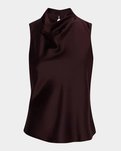 Veronica Beard Tam Silk Cowl-neck Top In Brown