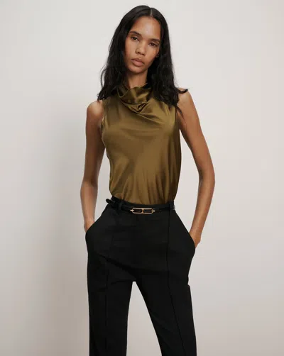 Veronica Beard Tam Silk Sleeveless Top In Green