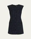 Veronica Beard Tamara Button-front Tailored Mini Dress