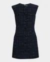 Veronica Beard Tamara Button-front Tailored Mini Dress In Blue