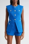 Veronica Beard Tamara Cotton Blend Cutaway Vest In Cobalt