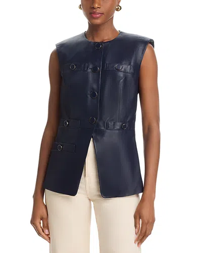 Veronica Beard Tamara Leather Vest In Blue