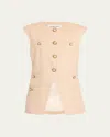 Veronica Beard Tamara Linen-blend Vest In Sandalwood Melange