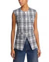 Veronica Beard Tamara Plaid Vest In Ivory/navy