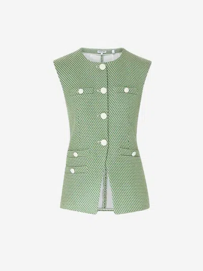 Veronica Beard Tamara Rayon Waistcoat In Green