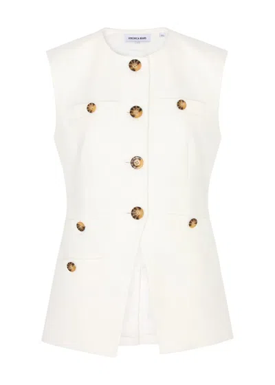 Veronica Beard Tamara Sleeveless Waistcoat In White