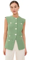 Veronica Beard Tamara Tailored Vest In Lemongrass/dove
