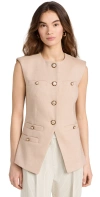 Veronica Beard Tamara Linen-blend Vest In Sandalwood Melange
