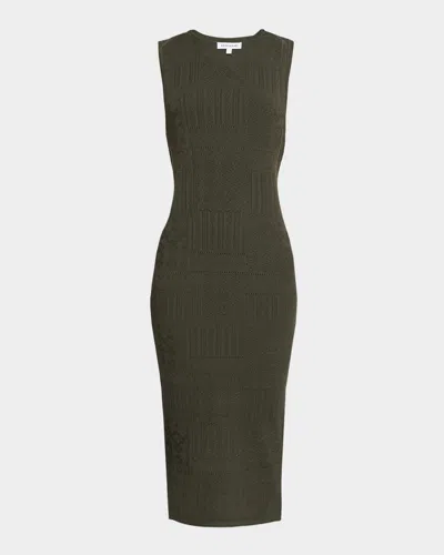 Veronica Beard Tamiko Knit Sheath Midi Dress In Green