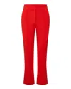 Veronica Beard Tani Straight Cropped Pintuck Pants In Red