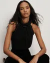 Veronica Beard Tanisha Silk Halter Top In Black