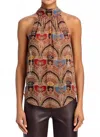 Veronica Beard Tanisha Paisley Halter Top In Multi