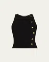 Veronica Beard Nelson Buttoned Tank Top In Black