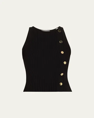 Veronica Beard Tanner Buttoned Rib Midi Skirt In Black