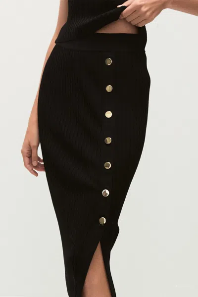Veronica Beard Tanner Knit Midi Skirt In Black